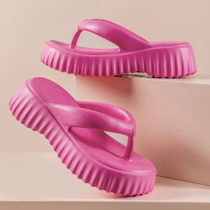 IELGY Ins รองเท้าแตะพื้นหนาเพิ่มความสูงรองเท้าฟลิปฟลอปพื้นนุ่มสำหรับผู้หญิง