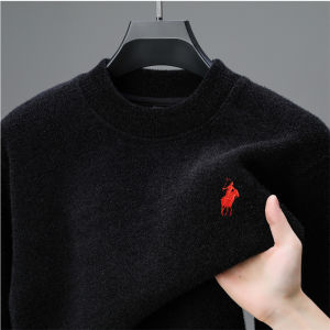 Luxury brand embroidered sweater men designer new round neck casual top winter plush thick warm knit pullover fashion mens wear