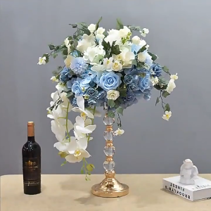 PENDIM Acrylic Beads Flower Holder Wedding Party Table Center Piece Gold Vase Family Hotel Decorativ