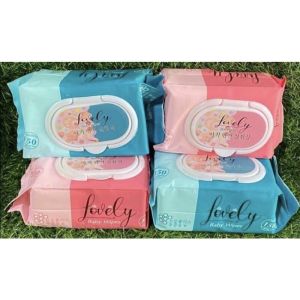Combo 5 gói khăn ướt Lovely cao cấp 150 gr/gói sản xuất theo công nghệ Hàn Quốcko mùi ăn toàn cho da bé