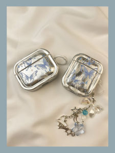 Premium Electroplated Blue Butterfly Airpods Case Wireless Bluetooth Earphone Cover Compatible with  pro Second Generation Third Generation