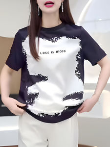 UYFY | Fashionable Printed Loose Short Sleeve Round Neck T-Shirt Womens Summer Casual Top Large Size Comfortable Personality Design