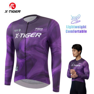 X-TIGER Mens Cycling Jersey Long Sleeve Breathable Slim-fit Cycling Tops  Shirts Mountain Road  Professional Bike Clothes