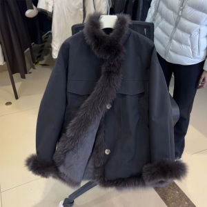 XUECAIQI | Fur-trimmed Winter Coat for Women Plush-lined Thickened