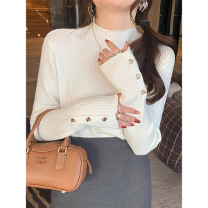 Half Turtleneck Bottoming Shirt Womens Fall and Winter New Arrival Western Style White Liner Chic Sweater Stylish Niche Style Knitting Tops