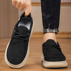 Mens Canvas Shoes Soft Bottom Driving Casual Loafers Old Beijing Cloth Shoes Spring Autumn Wear for Dad Comfortable Slip-On