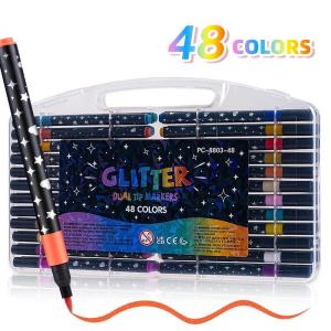 ปากกาหมึกน้ำแบบมีหัวเดียว ด้ามโค้งมน สไตล์การวาดแบบมือถือ ปากกาสีฟลอเรนซ์พร้อมฝุ่นประกายไฟ อุปกรณ์ศิลปะสำหรับนักเรียนประถม