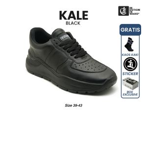 INDETION INWARD - Kale black Sepatu Sneakers Kuliah Pria Casual Kulit Kerja Premium