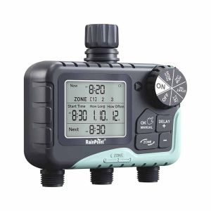 RainPoint Garden Water Timer 3 Zone Programmable Automatic Irrigation Timer With Rain Delay Manual/Auto Mode Watering