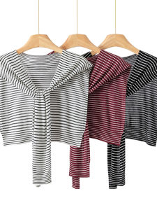 Áo Khoác Ngoài Phong Cách Hàn Quốc Mùa Thu Nhỏ Trang Trí Thắt Nút Cho Nữ Áo Khoác Ngoài Thời Trang Mùa Thu Áo Khoác Ngoài Kẻ Sọc