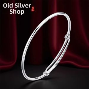WU YUE JEWELRY | Adjustable Polished 999.9 Pure Silver Bangle