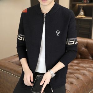 HENGYUANXIANG | Casual Knitted Cardigan Mens Trendy Autumn Spring Non-Ball Sweater Jacket Loose Fit Fashion Urban Style Long Sleeve Round Neck