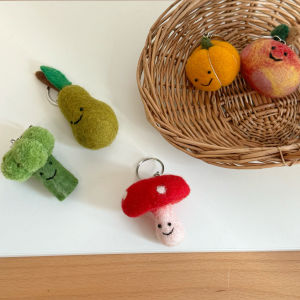 Cute Food Fruit Vegetable Wool Felt Bag Charm Keychain Blogger Style No Brand Registered Trademark Accessories