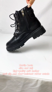 Falimottype)Size 35-40 Womens Fashion Martin Boots Thick Soled School Student Shoes British Style Belt Buckle Short Boots