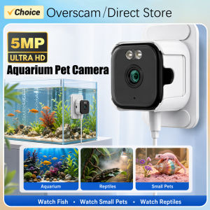 Overscam | Mini 5MP Fish Tank Pet Window Camera WiFi Remote Monitoring Full Color Night Vision Two-Way Audio Aquarium Reptiles Small Pets