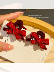 Kẹp Tóc Hình Bướm Đỏ Mới Năm Mới Phụ Kiện Tóc Nữ Kiểu Tóc Mái Lệch Kẹp Tóc Trang Trí Đầu Vui Nhộn Đồ Trang Trí Tóc Thời Trang