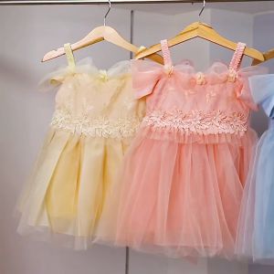Summer Newborn Baptism 1st Birthdays Dress For Toddler Infant Christening Clothes Pink Blue Champagne Big Bow Princess Small Baby Tutu Dresses for 3 6 9 12 Months