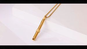 Steel Stress Relief Breathing Necklace with Whistle Pendant Quit Smoking Mindful Breathlace Necklace