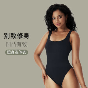 Womens Seamless Yoga Suit Bodysuit Sports Fitness Vest with Shoulder Straps Elastic Waist Shaping Leggings Nylon Material