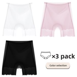 MiiOW | Ice Silk Safety Pants Womens Underwear Two-In-One Ultra-Thin Seamless Base Layer Pants Anti-Light Triangle Area Cover Up