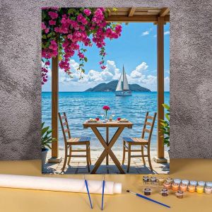 Bộ Tranh Sơn Dầu Theo Số Theo Phong Cách Hiện Đại - Tranh Phong Cảnh Biển Trang Trí Tường Phòng Khách Trên Vải Bố