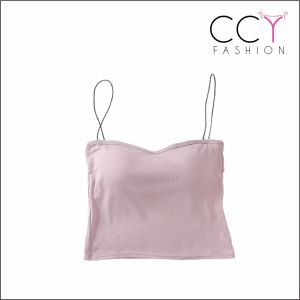 CCY FASHION -Atasan Tanktop Wanita Tali Tipis Pakaian Wanita Tanktop Bra With Cup Busa Tali Spagheti