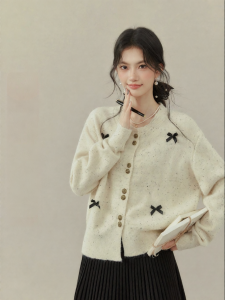 OUYANGXI | Áo Len Dệt Cổ Eo Đẹp