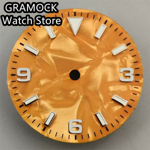 GRAMOCK 29mm Watch Dial Face Accessories Pearl Dial Green Luminous Fit NH35 NH36 ETA2824 2836 Miyota8215 Mingzhu DG Movement