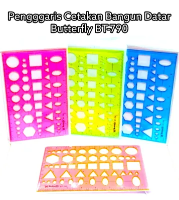 Butterfly Penggaris Bentuk Cetakan Pola Bangun datar BT785 & BT790 Bahan Plastik Tebal Kualitas Bagus
