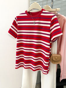 MISHANGYICHU | Vintage Contrast Stripe Loose Fit T-Shirt Summer