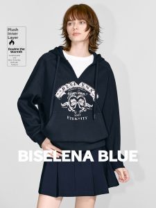 BEIQIANI | Retro Print Hooded Sweater Winter V-Neck Warm Loose Top