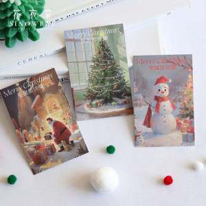 Handwritten Holiday Greeting Card Christmas Snowman Atmosphere Flower Bouquet Festive Message Tag New Arrival from Huayishang