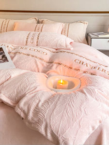 Luxurious Double-Sided Fleece Coral Velvet Bedding Set High-Weight Milk Velvet Bed Cover Sheet Pillowcase Quilt Cover Autumn Winter