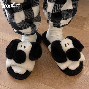 Dép Cotton Dễ Thương Cho Cặp Đôi Đi Trong Nhà Mùa Thu Đông Thoải Mái Đế PVC Đế Dày 15-35cm Dép Cotton Thoải Mái Cho Thanh Thiếu Niên