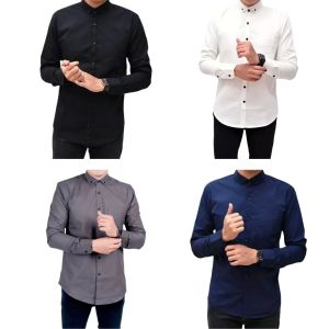 PAKET HEMAT 4 PCS Kemeja Pria Polos Lengan Panjang Slimfit Formal Kasual Kerja Kantor