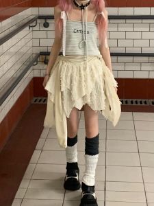 Spring Field Original Broken Early Versatile Irregular Cake Skirt Belt Pure Desire Half-length Pleated Short Skirt