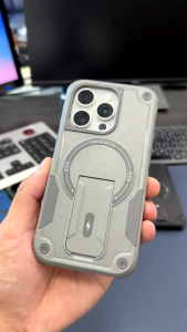 Tri-Town For iPhone 11 12 13 14 15 16 17 Pro Max Magnetic bracket Shockproof Phone Case Matte Case with Camera Lens Magsafe Wireless Charging Case High Quality Shockproof Case