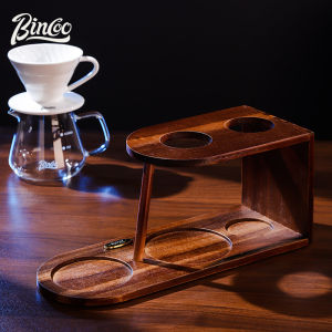 BINCOO Walnut Wood Coffee Filter Cup Grinder Stand Storage Rack Multi-use Coffee Accessories Specialized Holder Manual Grinding