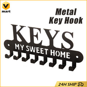 Metal Key Holder Hooks with Sweet Home Decorative for Wall Mounted DecorWall mounted Hook up Medals Home Wooden Key Holder Hook Space Saving Wall Hanging Shape Household Hallway Bedroom Door Back Storage Room Decor Hooks