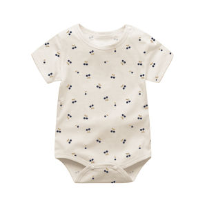 cat and  fish | Short Sleeve Baby Girls Romper for Summer Thin