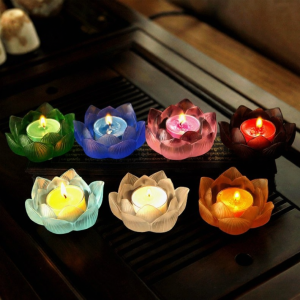 HENANSHENGZHONG | Home Buddha Seven Offerings Long-burning Lotus Light Glass Made