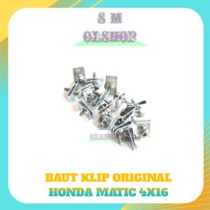 20 PCS Baut Klip Honda Matic SILVER 4x16 Baut Klip Motor Honda Matic Beat Vario Scoopy M4x16