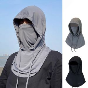 Ice Silk Sunscreen Cap UV Resistant Outdoor Full Face Mask Sun Protection Anti UV Cycling Beach Hat Foldable Ice Silk Face Cover