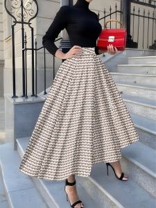 Printed Design Four season casual style Houndstooth pattern printed skirt design half skirt