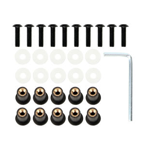 10Pcs/set Windscreen Nut Bolt Washer Screw M5 X 15mm Universal Motorbike Windshield Fasterner Kit Fairing Screen Fasterners
