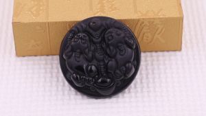 Mặt dây chuyền tỳ hưu đôi 4.8cm x 4.8cm ( size XXL ) đá thạch anh đen kèm dây chuyền inox - mặt dây chuyền phong thủy mặt dây chuyền tỳ hưu