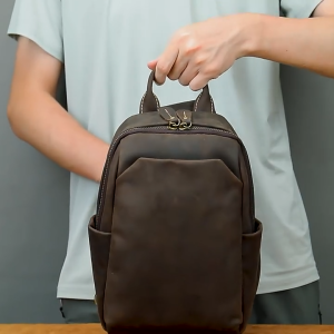 Crazy Horse Leather Mens Chest Bag Genuine Leather Crossbody Bag Large Capacity