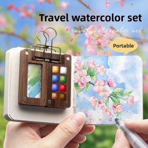Portable Walnut Mini Paint Palette For Beginners
