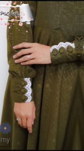 Gamis hermosa wolfis embos motif azwa army-gamis hijau army syari bahan wolfis embos-gamis lebaran