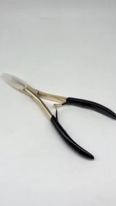 1 Kìm Nối Tóc Bằng Thép Không Gỉ Màu Vàng 7 Inch Có Rãnh Nhỏ Để Nối Tóc Bằng Keratin